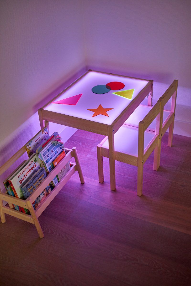 Sensory light table with 2 chairs
